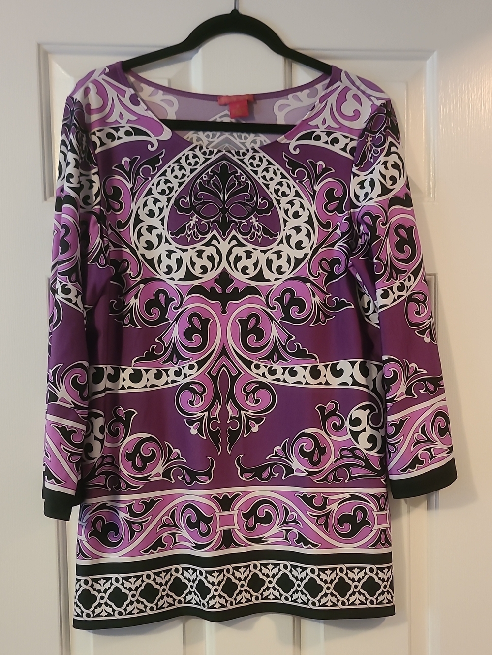 Sunny Leigh Women's Purple Paisley Print Tunic Top XL